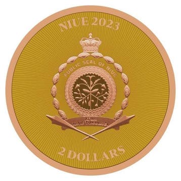 Niue. 2 Dollars 2023 1oz $2 NZD Niue Lucky Clover Rose Gold