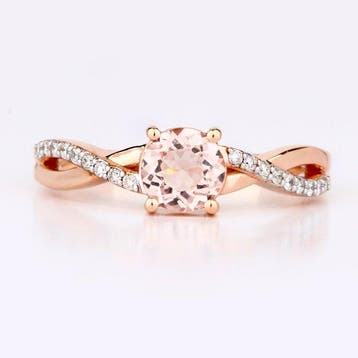 Ring - 14 karaat Roségoud - 0.69ct. tw. Morganiet - Diamant