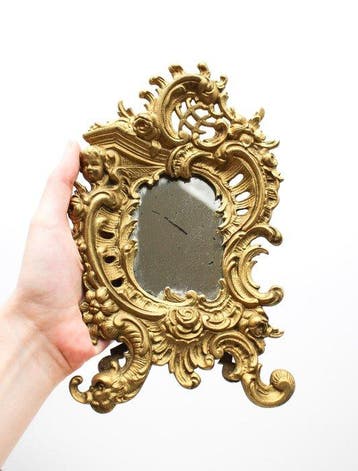 Miroir rocaille XlX ème / ca. 1900 - Tafelspiegel - Verguld, Antiquités & Art