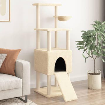 vidaXL Kattenmeubel met sisal krabpalen 153 cm crèmekleurig, Dieren en Toebehoren, Verzenden, Nieuw