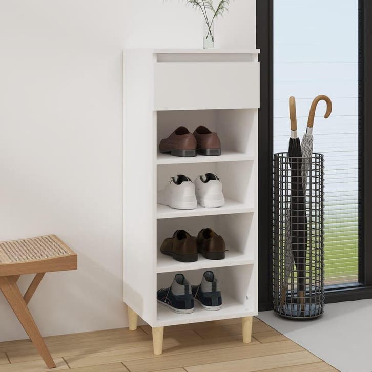 vidaXL Schoenenkast 40x36x105 cm bewerkt hout wit, Maison & Meubles, Armoires | Armoires à chaussures, Envoi