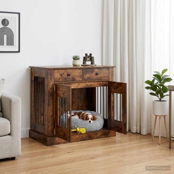 vidaXL Hond kennel meubel Gerookt eiken 90 x 47,5 x 80 cm, Verzenden