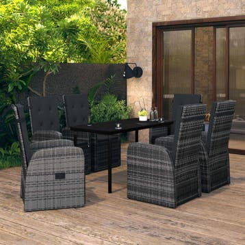 vidaXL 7-delige Tuinset met kussens grijs, Verzenden, Nieuw, Tuinset