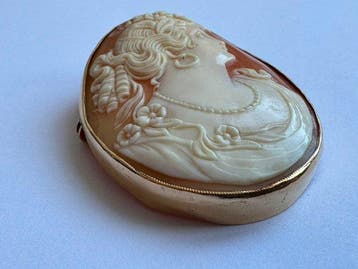 Camée - 18 carats Or jaune, Shell