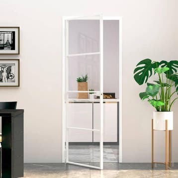 vidaXL Binnendeur 76x201,5 cm gehard glas en aluminium smal, Verzenden