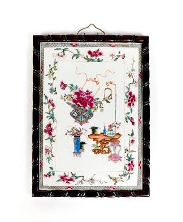 Famille Rose - Santos London provenance - Plaque (2) -, Antiek en Kunst