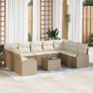vidaXL Bankstel 10 st Beige [Synthetisch]: Poly Riet, Verzenden, Nieuw