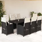 vidaXL 9-delige Tuinset poly rattan zwart, Verzenden, Nieuw, Tuinset