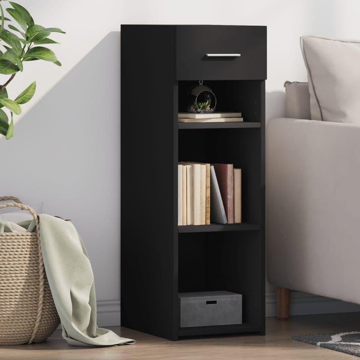 vidaXL Dressoir 30x42,5x93 cm bewerkt hout zwart, Huis en Inrichting, Kasten | Dressoirs, Nieuw, Verzenden