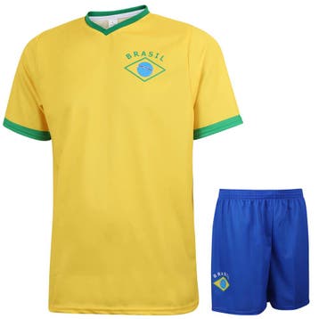 Kingdo Brazilie Voetbaltenue Thuis - Eigen Naam - Kind en, Sport en Fitness, Voetbal, Verzenden, Nieuw, Bal