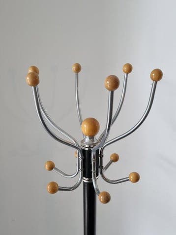 Garderobenständer – Mid-Century Design – Metall und Holz -