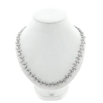 Floraal witgouden collier met diamanten; 3,05 ct. (Ketting), Handtassen en Accessoires, Kettingen, Gebruikt, Ophalen of Verzenden