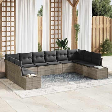 vidaXL Tuinbank Set 10 st 9-Aantal zitplaatsen Grijs, Verzenden, Nieuw