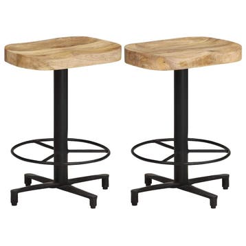 vidaXL Barkrukken 2 st 52 cm massief mangohout, Verzenden