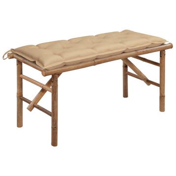 vidaXL Tuinbank inklapbaar met kussen 118 cm bamboe, Verzenden, Nieuw