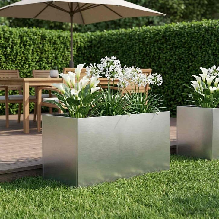vidaXL Plantenbak zilver 100 x 50 x 50 cm Roestvrij staal, Jardin & Terrasse, Pots de fleurs, Envoi