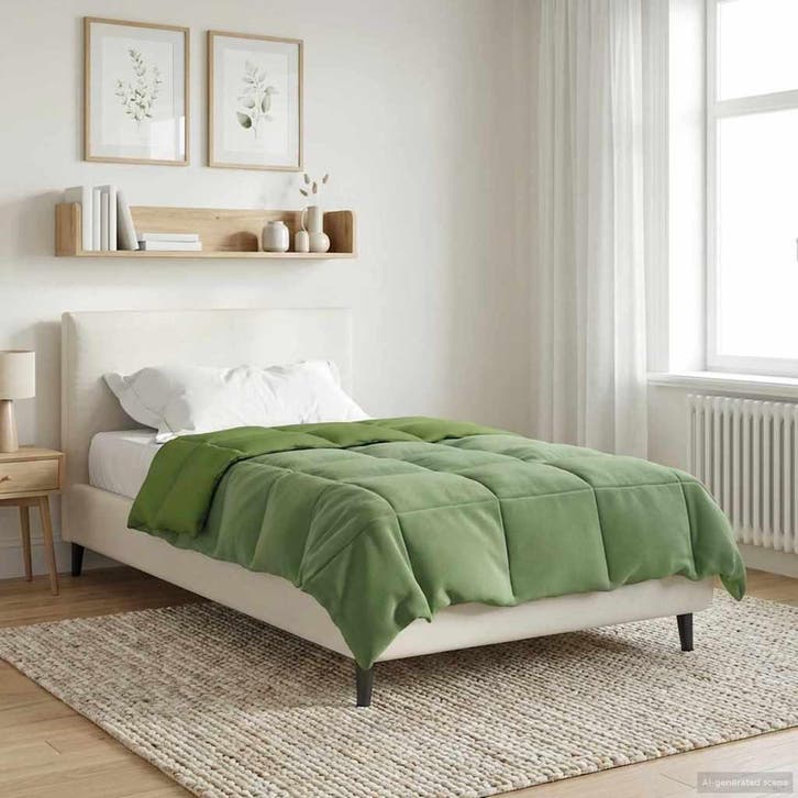 vidaXL Winter Duvet Gekwilt Groen 135 x 200 cm Microvezel, Huis en Inrichting, Slaapkamer | Beddengoed, Nieuw, Verzenden