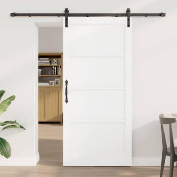 vidaXL Schuifdeur 93 x 202 cm Bewerkt hout Wit en zwart, Verzenden, Nieuw