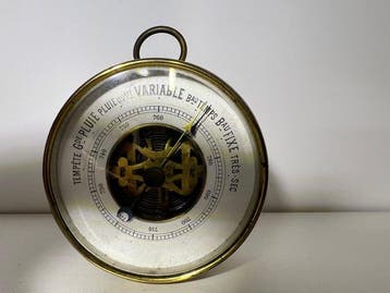 Aneroid barometer - Messing, Glas, Metaal - Antiek Frans ca., Antiek en Kunst