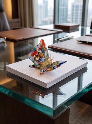 Murano - sculptuur, Farfalla in vetro di Murano con