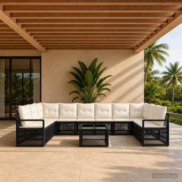 vidaXL Tuinbank Set 11 st Zwart poly rattan, Verzenden, Nieuw