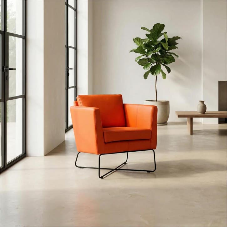 Set van 2 Leren fauteuils Crossover - Toledo Orange, Huis en Inrichting, Fauteuils, 75 tot 100 cm, Nieuw, 50 tot 75 cm, Leer, Ophalen of Verzenden