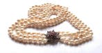 Halsketting 18 kt witgoud - Akoya parels - natuurlijke