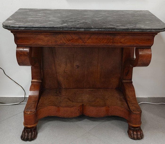 Wandtafel - Walnoot, Wortelnotenhout - Consolle Carlo X, Antiquités & Art, Antiquités | Autres Antiquités