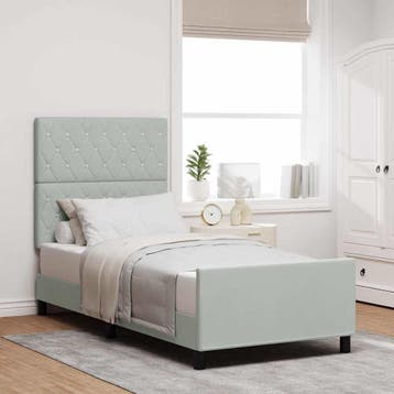 vidaXL Boxspring bed met hoofdeinde Lichtgrijs 90 x 200 cm, Huis en Inrichting, Verzenden, Nieuw