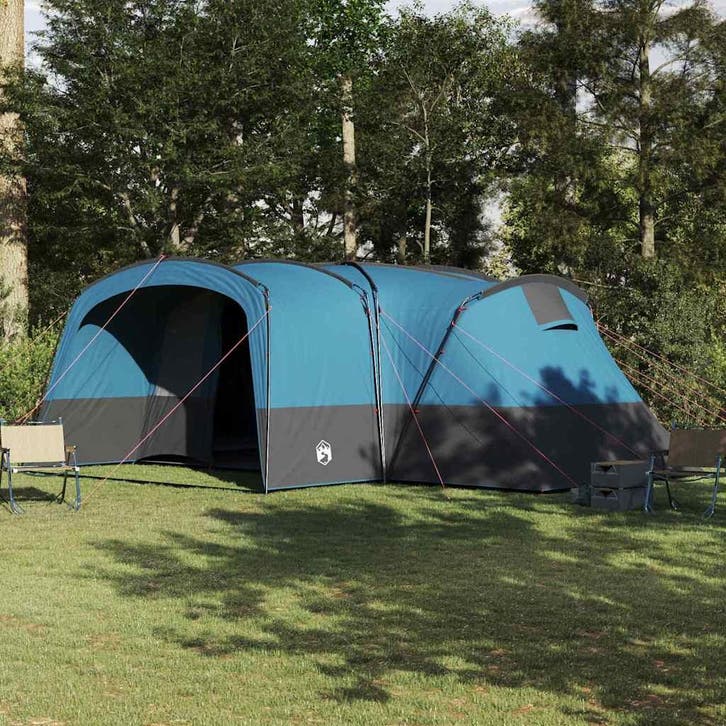 vidaXL Familietent voor 12 Personen 12-persoons Blauw en, Caravanes & Camping, Tentes, Envoi