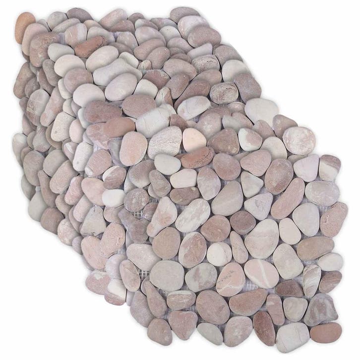 vidaXL Kiezeltegels Beige en lichtroze 30 x 30 cm Rivier, Bricolage & Construction, Planches & Dalles, Envoi