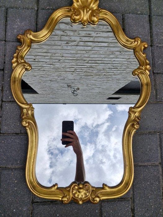 Spiegel - Hout - Rococo / Louis XV-stijl, Antiek en Kunst, Curiosa en Brocante