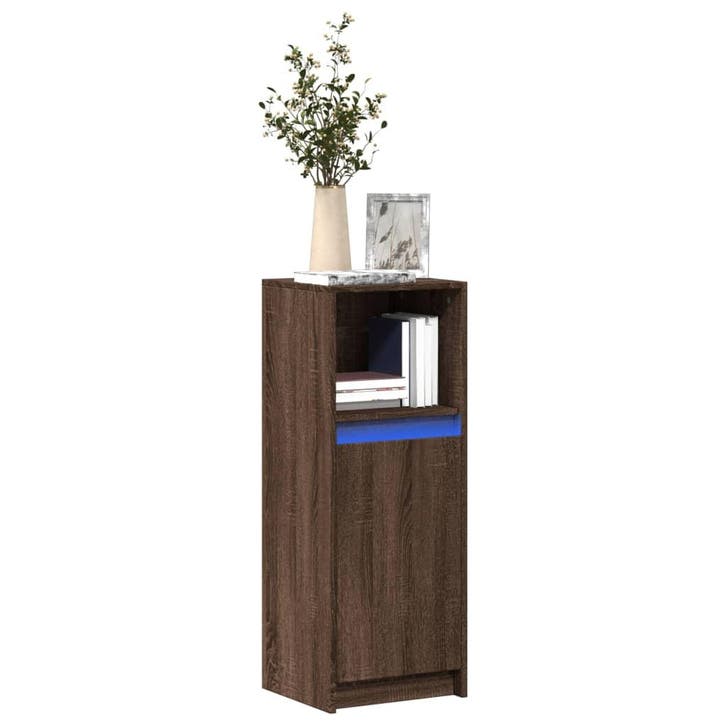 vidaXL Dressoir met LED 38x34x100 cm bewerkt hout bruin, Huis en Inrichting, Kasten | Dressoirs, Nieuw, Verzenden