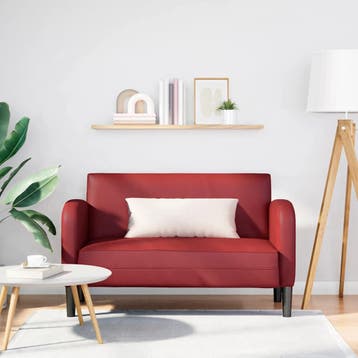 vidaXL Loveseat bank / zetel 110 cm kunstleer wijnrood, Verzenden, Nieuw