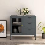 vidaXL Dressoir 75x35x70 cm staal en gehard glas, Huis en Inrichting, Kasten | Dressoirs, Verzenden, Nieuw
