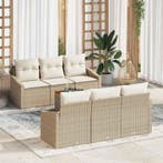 vidaXL Tuinbank Set met opslag 7 pcs Beige en Crème poly, Tuin en Terras, Verzenden, Nieuw