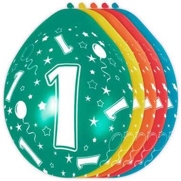Ballonnen 1 Jaar Versiering 30cm 5st, Hobby en Vrije tijd, Verzenden, Nieuw