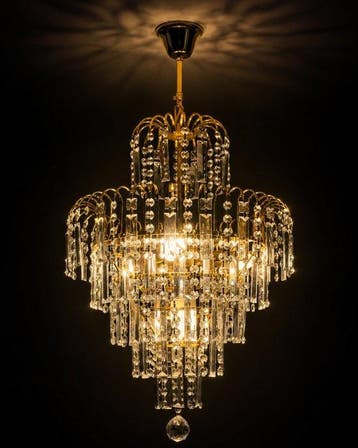 Plafondlamp - Hollywood Regency kristallen kroonluchter –, Antiek en Kunst