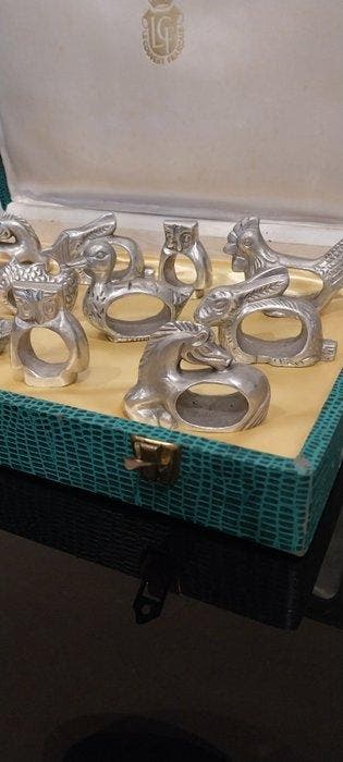 Servetring (12) - dieren op de boerderij - Verzilverd