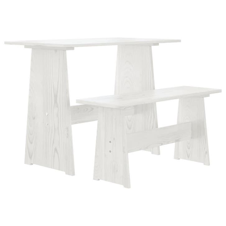 vidaXL Eettafel met bankje REINE massief grenenhout wit, Maison & Meubles, Tables | Tables à manger, Envoi