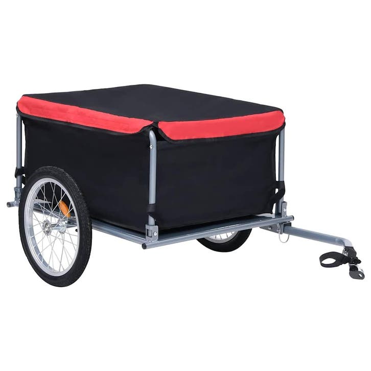 vidaXL Fietstrailer 65 kg zwart en rood, Fietsen en Brommers, Fietsaccessoires | Aanhangwagens en Karren, Nieuw, Verzenden