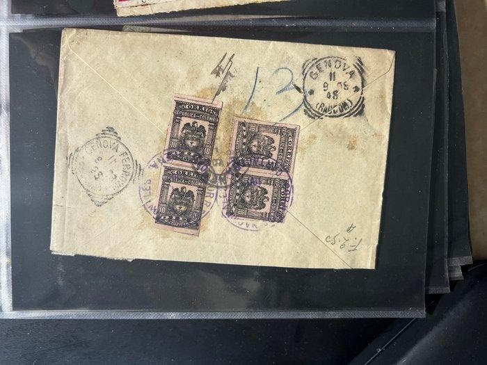 Wereld - 4 grote albums met reizende brieven met, Timbres & Monnaies, Timbres | Amérique