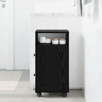 vidaXL Badkamermeubel Set 33 x 23 x 65 cm Bewerkt hout Zwart, Verzenden, Nieuw