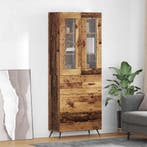 vidaXL Hoge kast met plank met lade 2 pcs Oudhout Bewerkt, Verzenden