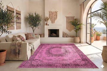 Roze vintage - Vloerkleed - 290 cm - 180 cm - met, Huis en Inrichting, Nieuw