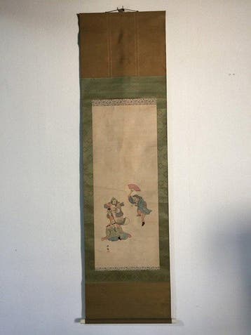 Japanese Silk Kakejiku (Hanging Scroll) - Hand-Painted