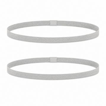 Haarband Sport 1cm - Elastiek - Anti-slip - Grijs - Set van