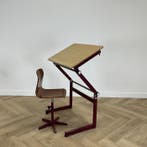 complete set 10x schooltekentafel en 10x stoel , beuken -