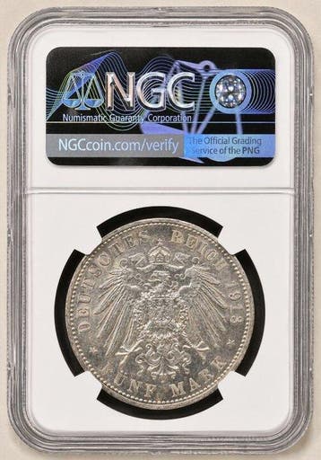 Duitsland, Pruisen Wilhelm II. 5 Mark 1913 - NGC MS61