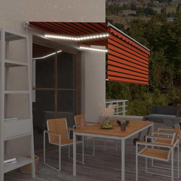 vidaXL Luifel handmatig uittrekbaar gordijn LED 3,5x2,5 m, Verzenden, Nieuw
